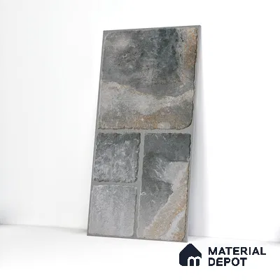 Parking Floor & Wall TL 00062 B Slate Grey 2 ft x 1 ft Matte Finish Stone Vitrified Tile - 12 mm | 32 Random Faces | Suitable For Heavy Duty Outdoor Areas