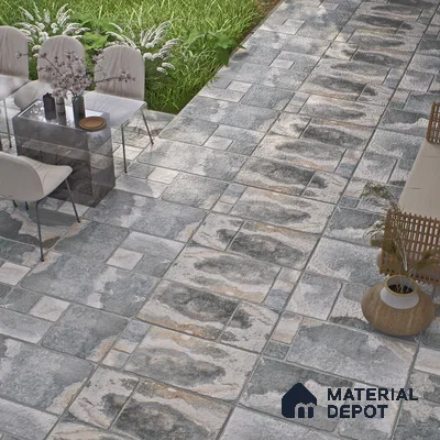 Parking Floor & Wall TL 00062 B Slate Grey 2 ft x 1 ft Matte Finish Stone Vitrified Tile - 12 mm | 32 Random Faces | Suitable For Heavy Duty Outdoor Areas