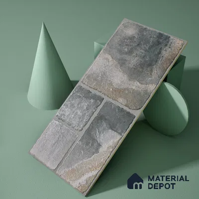 Parking Floor & Wall TL 00062 B Slate Grey 2 ft x 1 ft Matte Finish Stone Vitrified Tile - 12 mm | 32 Random Faces | Suitable For Heavy Duty Outdoor Areas