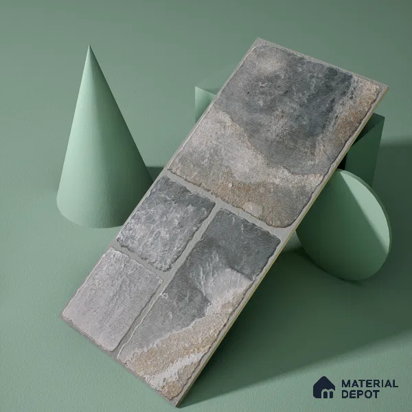 Parking Floor & Wall TL 00062 B Slate Grey 2 ft x 1 ft Matte Finish Stone Vitrified Tile - 12 mm | 32 Random Faces | Suitable For Heavy Duty Outdoor Areas