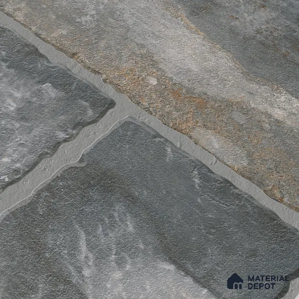 Parking Floor & Wall TL 00062 B Slate Grey 2 ft x 1 ft Matte Finish Stone Vitrified Tile - 12 mm | 32 Random Faces | Suitable For Heavy Duty Outdoor Areas