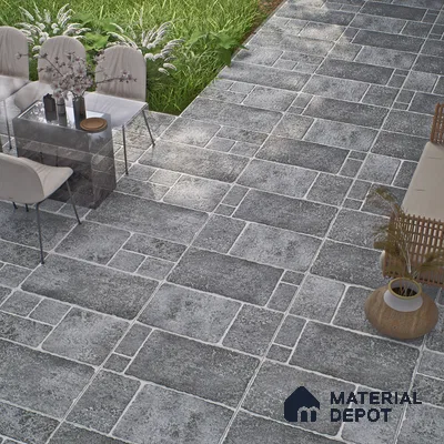 Parking Floor & Wall TL 00062 D Ash Grey 2 ft x 1 ft Matte Finish Stone Vitrified Tile - 12 mm | 32 Random Faces | Suitable For Heavy Duty Outdoor Areas