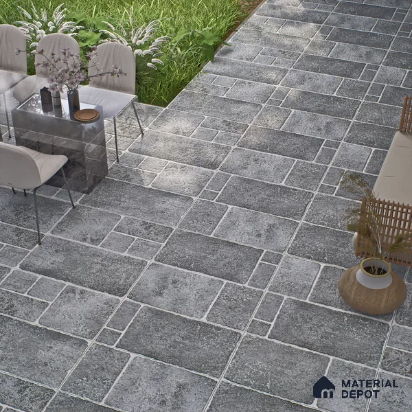 Parking Floor & Wall TL 00062 D Ash Grey 2 ft x 1 ft Matte Finish Stone Vitrified Tile - 12 mm | 32 Random Faces | Suitable For Heavy Duty Outdoor Areas