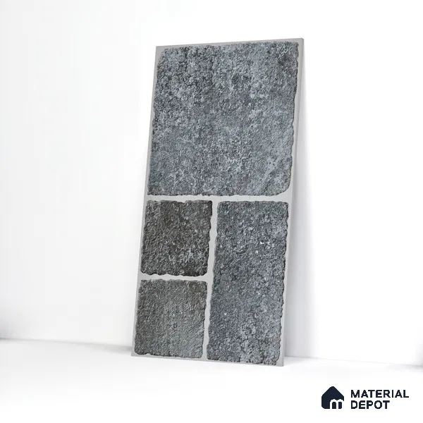 Parking Floor & Wall TL 00062 D Ash Grey 2 ft x 1 ft Matte Finish Stone Vitrified Tile - 12 mm | 32 Random Faces | Suitable For Heavy Duty Outdoor Areas