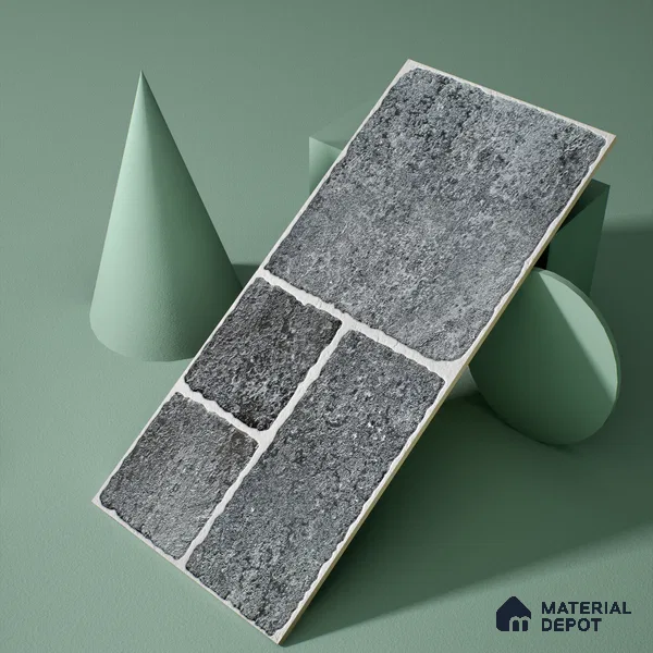 Parking Floor & Wall TL 00062 D Ash Grey 2 ft x 1 ft Matte Finish Stone Vitrified Tile - 12 mm | 32 Random Faces | Suitable For Heavy Duty Outdoor Areas