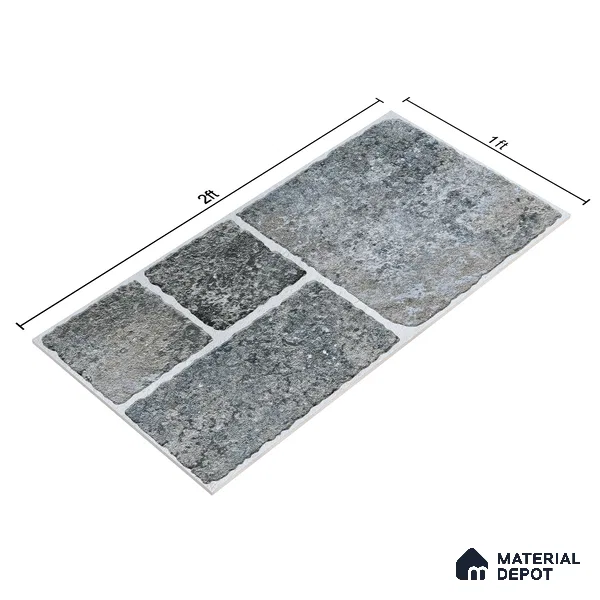 Parking Floor & Wall TL 00062 D Ash Grey 2 ft x 1 ft Matte Finish Stone Vitrified Tile - 12 mm | 32 Random Faces | Suitable For Heavy Duty Outdoor Areas