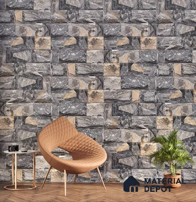 Stone Textured Wall Cladding Tile TL 00067 D Natural Rock Bond 2 ft x 1 ft Textured Finish Vitrified Tile - 9 mm | Suitable for Elevation, Exterior Walls, Living Room, Bathroom & Highlighter Wall