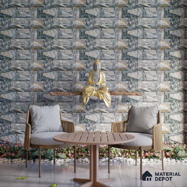 Stone Textured Wall Cladding Tile TL 00067 D Natural Rock Bond 2 ft x 1 ft Textured Finish Vitrified Tile - 9 mm | Suitable for Elevation, Exterior Walls, Living Room, Bathroom & Highlighter Wall