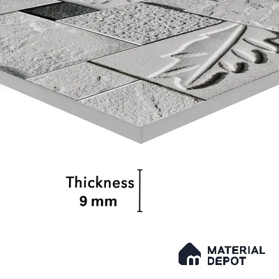 Floral Textured Wall Cladding Tile TL 00070 B Silver Leaf Grid 2 ft x 1 ft Textured Finish Vitrified Tile - 9 mm | Suitable for Elevation & Exterior Walls