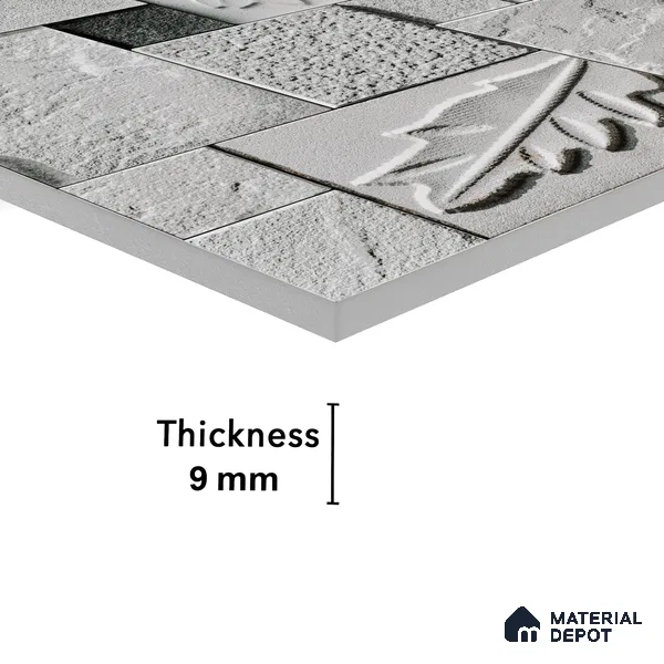 Floral Textured Wall Cladding Tile TL 00070 B Silver Leaf Grid 2 ft x 1 ft Textured Finish Vitrified Tile - 9 mm | Suitable for Elevation & Exterior Walls