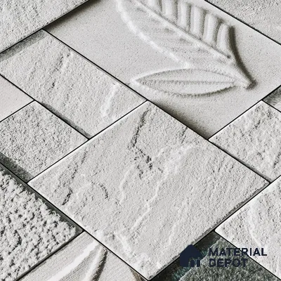 Floral Textured Wall Cladding Tile TL 00070 B Silver Leaf Grid 2 ft x 1 ft Textured Finish Vitrified Tile - 9 mm | Suitable for Elevation & Exterior Walls