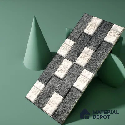 Stone Textured Wall Cladding Tile TL 00072 B Natural Block Mosaic 2 ft x 1 ft Textured Finish Vitrified Tile - 9 mm | Suitable for Elevation, Exterior Walls, Living Room, Bathroom & Highlighter Wall