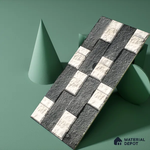 Stone Textured Wall Cladding Tile TL 00072 B Natural Block Mosaic 2 ft x 1 ft Textured Finish Vitrified Tile - 9 mm | Suitable for Elevation, Exterior Walls, Living Room, Bathroom & Highlighter Wall