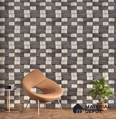 Stone Textured Wall Cladding Tile TL 00072 B Natural Block Mosaic 2 ft x 1 ft Textured Finish Vitrified Tile - 9 mm | Suitable for Elevation, Exterior Walls, Living Room, Bathroom & Highlighter Wall
