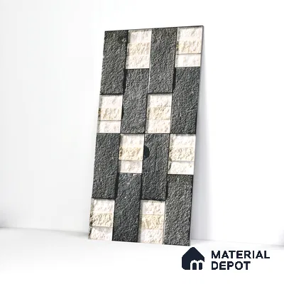 Stone Textured Wall Cladding Tile TL 00072 B Natural Block Mosaic 2 ft x 1 ft Textured Finish Vitrified Tile - 9 mm | Suitable for Elevation, Exterior Walls, Living Room, Bathroom & Highlighter Wall