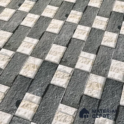 Stone Textured Wall Cladding Tile TL 00072 B Natural Block Mosaic 2 ft x 1 ft Textured Finish Vitrified Tile - 9 mm | Suitable for Elevation, Exterior Walls, Living Room, Bathroom & Highlighter Wall