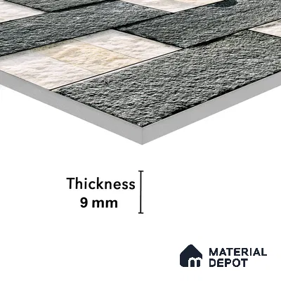 Stone Textured Wall Cladding Tile TL 00072 B Natural Block Mosaic 2 ft x 1 ft Textured Finish Vitrified Tile - 9 mm | Suitable for Elevation, Exterior Walls, Living Room, Bathroom & Highlighter Wall