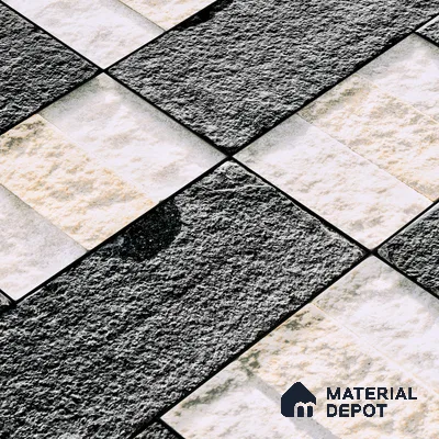 Stone Textured Wall Cladding Tile TL 00072 B Natural Block Mosaic 2 ft x 1 ft Textured Finish Vitrified Tile - 9 mm | Suitable for Elevation, Exterior Walls, Living Room, Bathroom & Highlighter Wall