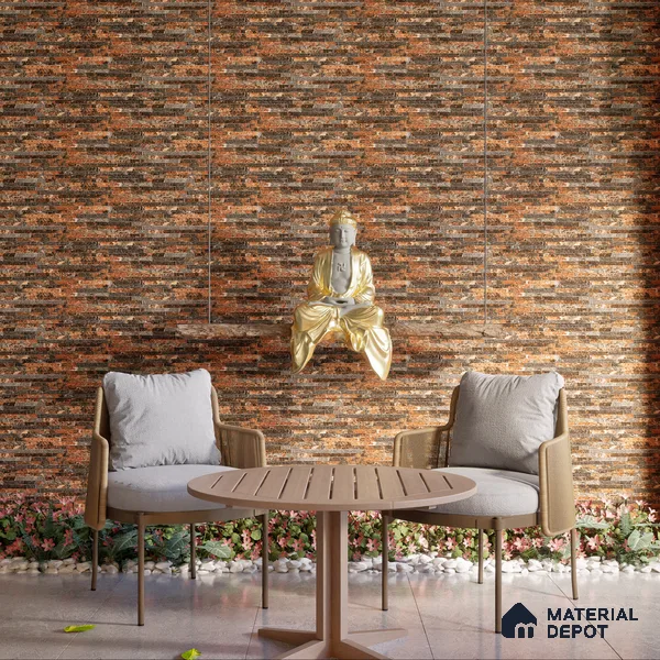 Stone Textured Wall Cladding Tile TL 00073 C Oxide Stackstone 2 ft x 1 ft Textured Finish Vitrified Tile - 9 mm | Suitable for Elevation & Exterior Walls
