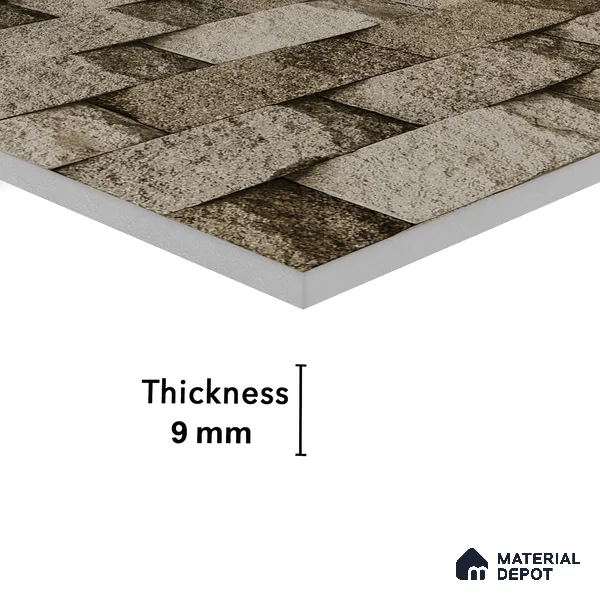 Stone Textured Wall Cladding Tile TL 00080 B Grey Ripple Block 2 ft x 1 ft Textured Finish Vitrified Tile - 9 mm | Suitable for Elevation & Exterior Walls