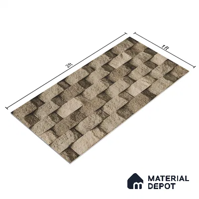 Stone Textured Wall Cladding Tile TL 00080 B Grey Ripple Block 2 ft x 1 ft Textured Finish Vitrified Tile - 9 mm | Suitable for Elevation & Exterior Walls