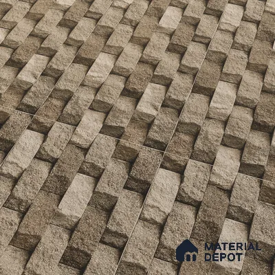 Stone Textured Wall Cladding Tile TL 00080 B Grey Ripple Block 2 ft x 1 ft Textured Finish Vitrified Tile - 9 mm | Suitable for Elevation & Exterior Walls