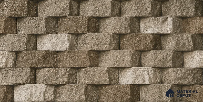 Stone Textured Wall Cladding Tile TL 00080 B Grey Ripple Block 2 ft x 1 ft Textured Finish Vitrified Tile - 9 mm | Suitable for Elevation & Exterior Walls