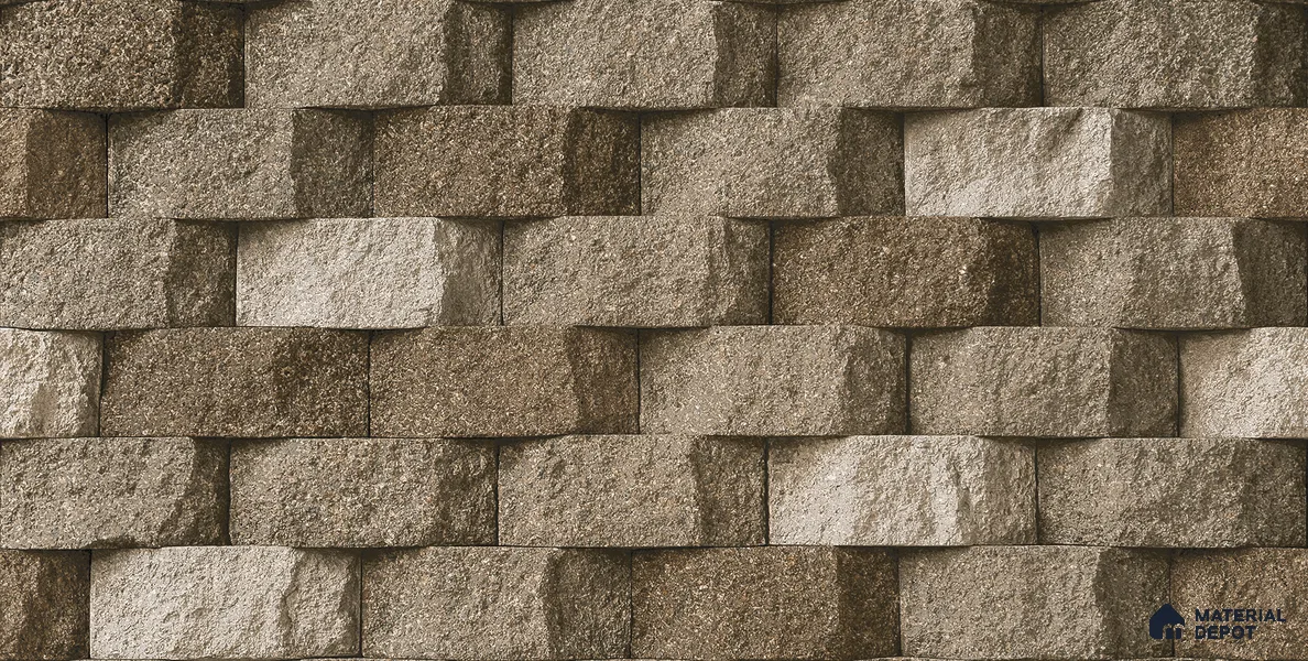 Stone Textured Wall Cladding Tile TL 00080 B Grey Ripple Block 2 ft x 1 ft Textured Finish Vitrified Tile - 9 mm | Suitable for Elevation & Exterior Walls