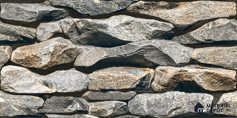 Stone Textured Wall Cladding Tile TL 00089 B Natural Pebble Stone 2 ft x 1 ft Textured Finish Vitrified Tile - 9 mm | Suitable for Elevation, Exterior Walls, Living Room, Bathroom & Highlighter Wall