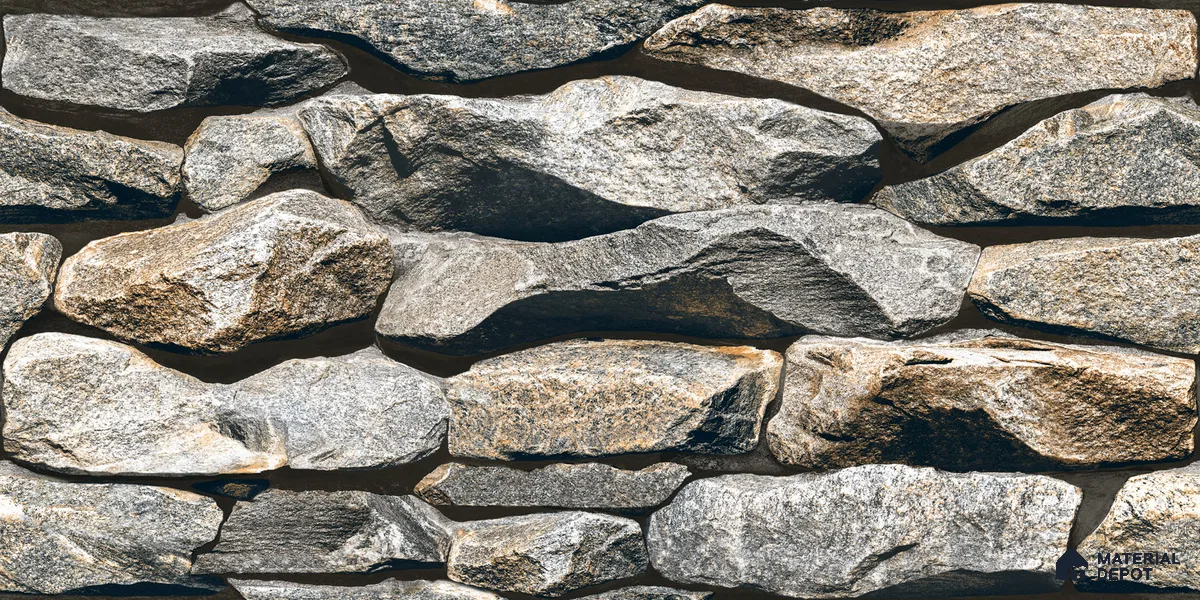 Stone Textured Wall Cladding Tile TL 00089 B Natural Pebble Stone 2 ft x 1 ft Textured Finish Vitrified Tile - 9 mm | Suitable for Elevation, Exterior Walls, Living Room, Bathroom & Highlighter Wall