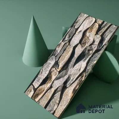 Stone Textured Wall Cladding Tile TL 00089 B Natural Pebble Stone 2 ft x 1 ft Textured Finish Vitrified Tile - 9 mm | Suitable for Elevation, Exterior Walls, Living Room, Bathroom & Highlighter Wall