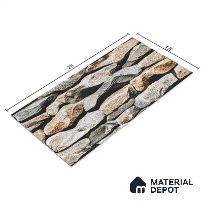Stone Textured Wall Cladding Tile TL 00089 B Natural Pebble Stone 2 ft x 1 ft Textured Finish Vitrified Tile - 9 mm | Suitable for Elevation, Exterior Walls, Living Room, Bathroom & Highlighter Wall