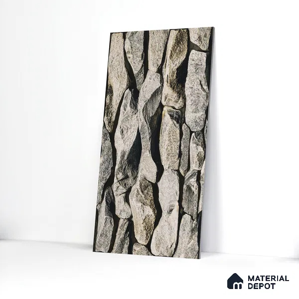 Stone Textured Wall Cladding Tile TL 00089 B Natural Pebble Stone 2 ft x 1 ft Textured Finish Vitrified Tile - 9 mm | Suitable for Elevation, Exterior Walls, Living Room, Bathroom & Highlighter Wall