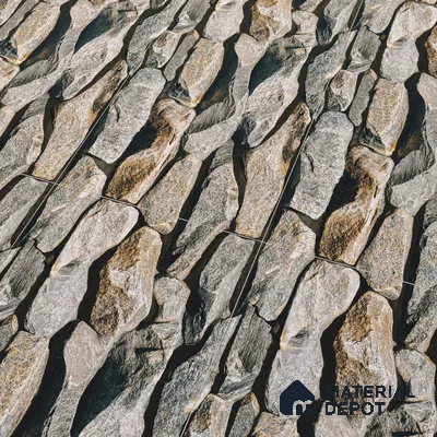 Stone Textured Wall Cladding Tile TL 00089 B Natural Pebble Stone 2 ft x 1 ft Textured Finish Vitrified Tile - 9 mm | Suitable for Elevation, Exterior Walls, Living Room, Bathroom & Highlighter Wall