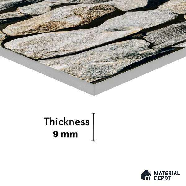 Stone Textured Wall Cladding Tile TL 00089 B Natural Pebble Stone 2 ft x 1 ft Textured Finish Vitrified Tile - 9 mm | Suitable for Elevation, Exterior Walls, Living Room, Bathroom & Highlighter Wall