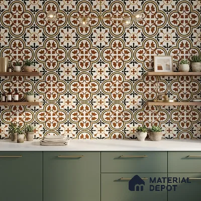 Moroccan Wall & Floor Tile TL 00199 Brown 1 ft x 1 ft Matte Finish Ceramic Tile - 9 mm | Suitable for Bathroom, Kitchen & Backsplash | Please Expect a Slight Variation of Pattern