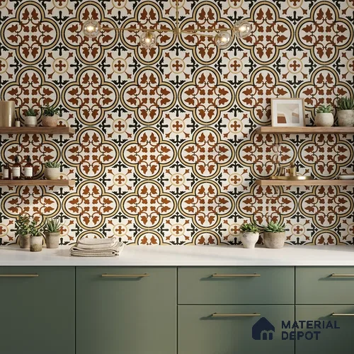 Moroccan Wall & Floor Tile TL 00199 Brown 1 ft x 1 ft Matte Finish Ceramic Tile - 9 mm | Suitable for Bathroom, Kitchen & Backsplash | Please Expect a Slight Variation of Pattern