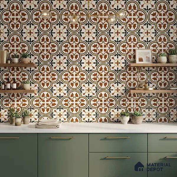 Moroccan Wall & Floor Tile TL 00199 Brown 1 ft x 1 ft Matte Finish Ceramic Tile - 9 mm | Suitable for Bathroom, Kitchen & Backsplash | Please Expect a Slight Variation of Pattern