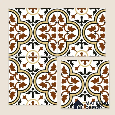 Moroccan Wall & Floor Tile TL 00199 Brown 1 ft x 1 ft Matte Finish Ceramic Tile - 9 mm | Suitable for Bathroom, Kitchen & Backsplash | Please Expect a Slight Variation of Pattern