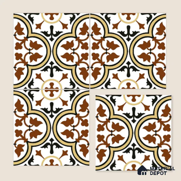 Moroccan Wall & Floor Tile TL 00199 Brown 1 ft x 1 ft Matte Finish Ceramic Tile - 9 mm | Suitable for Bathroom, Kitchen & Backsplash | Please Expect a Slight Variation of Pattern