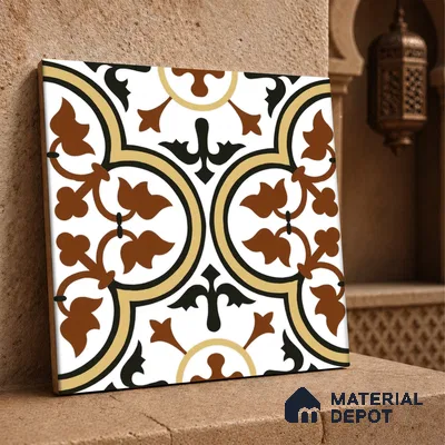 Moroccan Wall & Floor Tile TL 00199 Brown 1 ft x 1 ft Matte Finish Ceramic Tile - 9 mm | Suitable for Bathroom, Kitchen & Backsplash | Please Expect a Slight Variation of Pattern