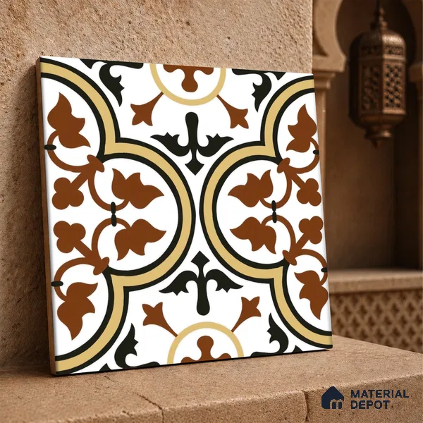 Moroccan Wall & Floor Tile TL 00199 Brown 1 ft x 1 ft Matte Finish Ceramic Tile - 9 mm | Suitable for Bathroom, Kitchen & Backsplash | Please Expect a Slight Variation of Pattern