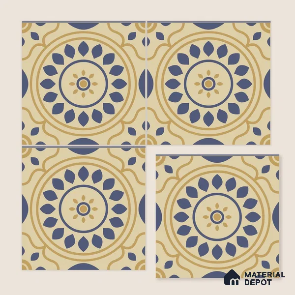 Moroccan Wall & Floor Tile TL 00200 1 ft x 1 ft Matte Finish Ceramic Tile | Please Expect a Slight Variation of Pattern | Suitable for Bathroom, Kitchen & Backsplash