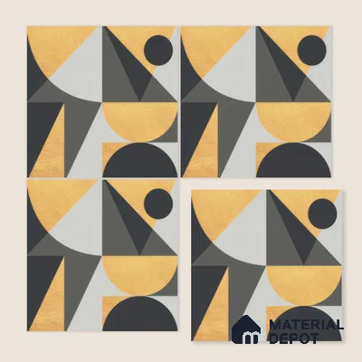 Moroccan Wall & Floor Tile TL 00207 A Yellow & Black 1 ft x 1 ft Matte Finish Ceramic Tile - 9 mm | Random Design | Suitable For Kitchen, Bathroom, Dining Area | Please Expect a Slight Variation of Pattern
