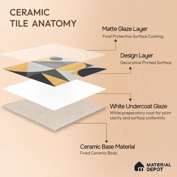 Moroccan Wall & Floor Tile TL 00207 A Yellow & Black 1 ft x 1 ft Matte Finish Ceramic Tile - 9 mm | Random Design | Suitable For Kitchen, Bathroom, Dining Area | Please Expect a Slight Variation of Pattern