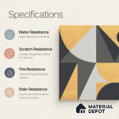 Moroccan Wall & Floor Tile TL 00207 A Yellow & Black 1 ft x 1 ft Matte Finish Ceramic Tile - 9 mm | Random Design | Suitable For Kitchen, Bathroom, Dining Area | Please Expect a Slight Variation of Pattern