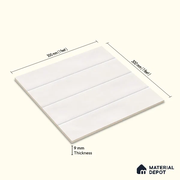Kitchen Wall Tile TL 00209 A Light White 1 ft x 1 ft Matte Finish Ceramic Tile - 9 mm | Suitable For Kitchen Backsplash, Bathroom| Please Expect a Slight Variation of Pattern