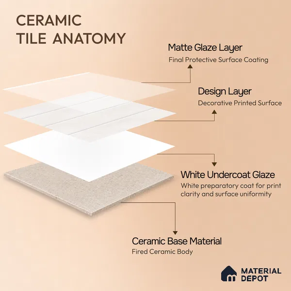 Kitchen Wall Tile TL 00209 A Light White 1 ft x 1 ft Matte Finish Ceramic Tile - 9 mm | Suitable For Kitchen Backsplash, Bathroom| Please Expect a Slight Variation of Pattern