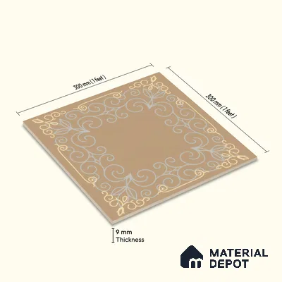 Kitchen Wall Tile TL 00210 A Light Coffee Brown 1 ft x 1 ft Matte Finish Ceramic Tile - 9 mm | Suitable For Kitchen Backsplash | Please Expect a Slight Variation of Pattern