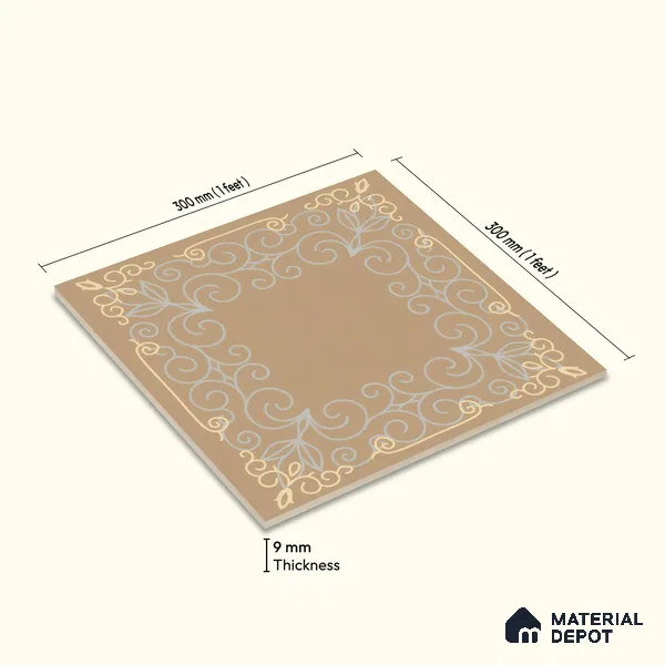 Kitchen Wall Tile TL 00210 A Light Coffee Brown 1 ft x 1 ft Matte Finish Ceramic Tile - 9 mm | Suitable For Kitchen Backsplash | Please Expect a Slight Variation of Pattern